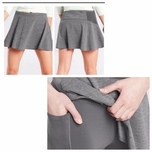 Athleta Match Point Skort Skirt Size Small Pocket Tennis Golf Lined Shorts Gray